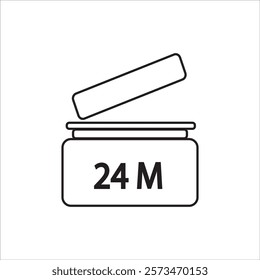 Period After Opening (PAO) 24 twenty four month, shelf life vector icon