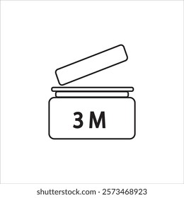 Period After Opening (PAO) 3 three month, shelf life vector icon