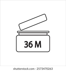 Period After Opening (PAO) 36 thirty six month, shelf life vector icon