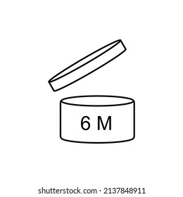 Period After Opening (PAO) 6 six months. Packaging Symbol. Flat illustration. 