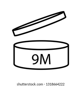 Period after opening PAO symbol 9M icon.The useful lifetime of cosmetics after the package is opened symbol. Best before date icon. Number of months. 