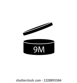 Period after opening PAO symbol 9M icon.The useful lifetime of cosmetics after the package is opened symbol. Best before date icon. Number of months. 