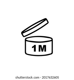 Period after opening PAO symbol. Useful lifetime of cosmetics after package is opened sign. Black drawing icon of pot with number of months representing best before date.