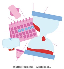 period menstruation time calendar in flat illustration