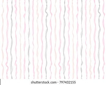 Periodic curved stripes vertical lines vector shirt pattern. Thin intersecting and parallel curve lines, wavy ribbons clothing textile pattern.  Wavy stripes ripple silk fabric texture seamless.