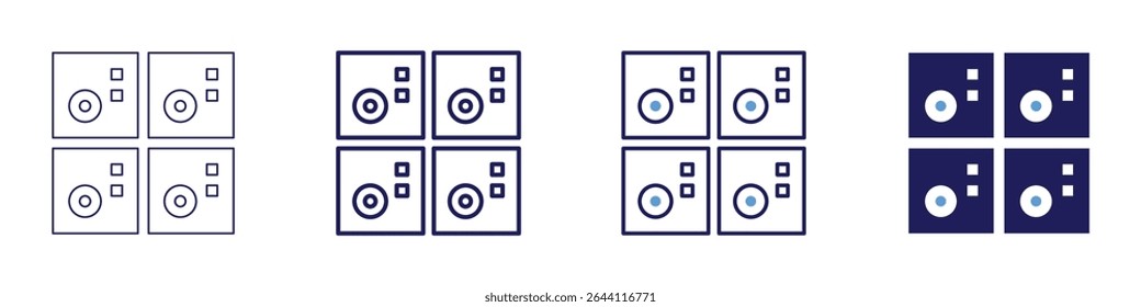 Periodic elements icon in 4 different styles. Thin Line, Line, Bold Line, Duotone. Duotone style. Editable stroke.