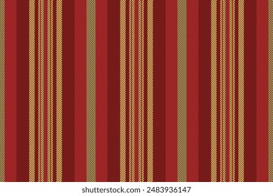 Periodic lines vector seamless, striped vertical background texture. Podium pattern fabric textile stripe in red and yellow colors palette.