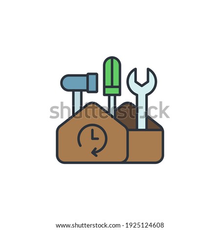 Periodic maintenance icon, color, line, outline vector sign, linear style pictogram isolated on white. Symbol, logo illustration