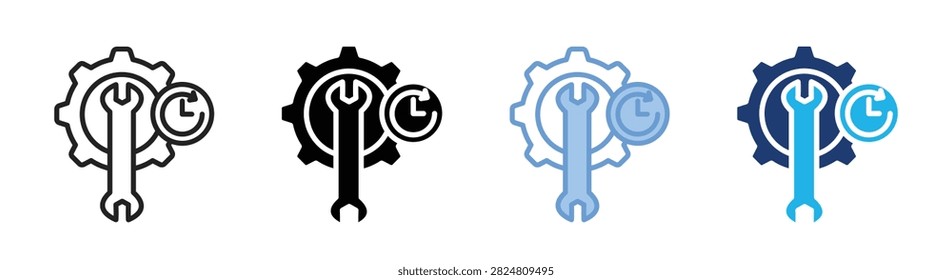 Periodic maintenance icon set multiple style collection
