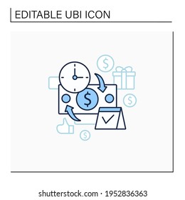 Periodic payment line icon. Recurring payments. Contribute funds as scheduled. Universal basic income concept. Isolated vector illustration.Editable stroke