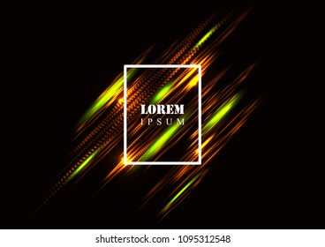 Periodic sparkling rays. Vector abstract illustration. Brilliant iridescent light rays on a black background. Dynamic Theme Template