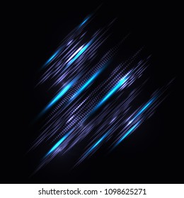 Periodic sparkling rays. Vector abstract illustration. Brilliant iridescent light rays on a black background. Dynamic Theme Template