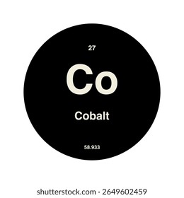Tabela periódica de cobalto, destacando o número atômico 27 com o símbolo Co isolado no fundo transparente.