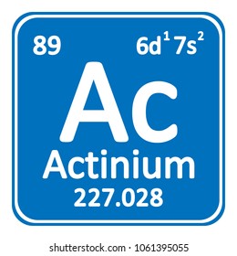 Periodic table element actinium icon on white background. Vector illustration.