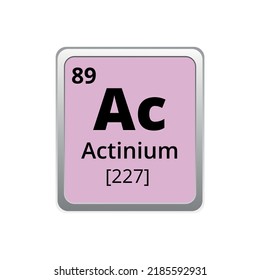 Periodic table element actinium icon on white background, square vector illustration with gradient, vector icon with molar mass and atomic number for lab, science or chemistry class.