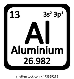 Periodic Table Element Aluminium Icon On White Background. Vector Illustration.