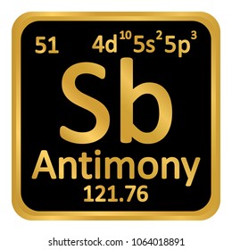 Periodic table element antimony icon on white background. Vector illustration.