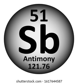 Periodic table element antimony icon on white background. Vector illustration.