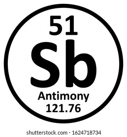 Periodic table element antimony icon on white background. Vector illustration.
