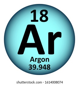 Periodic table element argon icon on white background. Vector illustration.