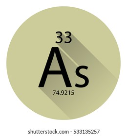 The periodic table element Arsenic with the basic properties. Flat style with long shadow.