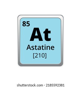 Periodic table element astatine icon on white background, square vector illustration with gradient, vector icon with molar mass and atomic number for lab, science or chemistry class.