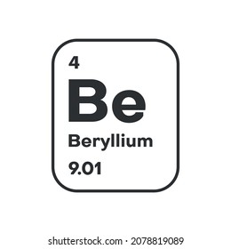 Periodic table element beryllium icon on white background. Vector illustration