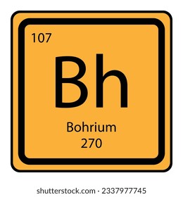 Periodic table element bohrium icon on background, square vector illustration