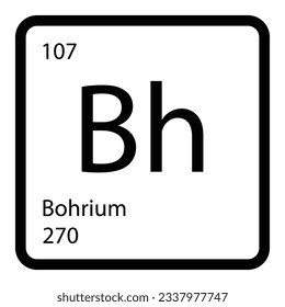 Periodic table element bohrium icon on background, square vector illustration