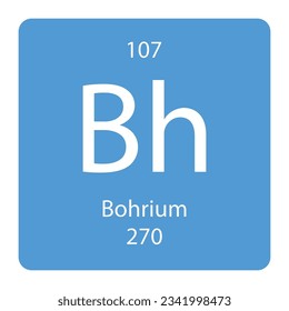 Periodic table element bohrium icon on background, square vector illustration