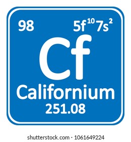 Periodic table element californium icon on white background. Vector illustration.