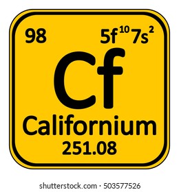Periodic table element californium icon on white background. Vector illustration.