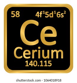 Periodic table element cerium icon on white background. Vector illustration.