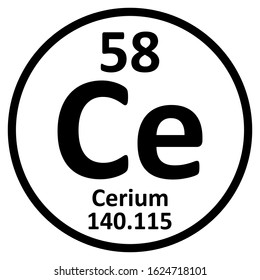 Periodic table element cerium icon on white background. Vector illustration.