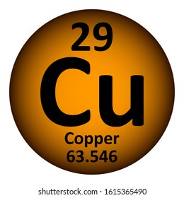 Periodic table element copper icon on white background. Vector illustration.