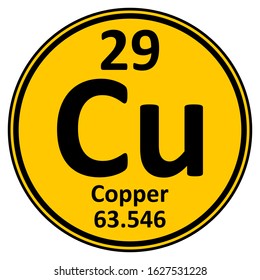 Periodic table element copper icon on white background. Vector illustration.