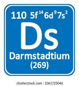 Periodic table element darmstadtium icon on white background. Vector illustration.