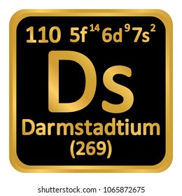 Periodic table element darmstadtium icon on white background. Vector illustration.