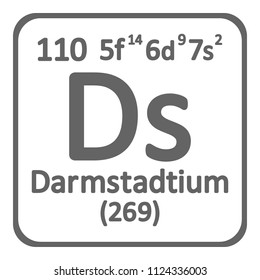 Periodic table element darmstadtium icon on white background. Vector illustration.