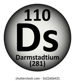 Periodic table element darmstadtium icon on white background. Vector illustration.