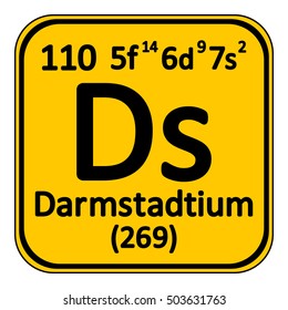 Periodic table element darmstadtium icon on white background. Vector illustration.