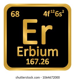 Periodic table element erbium icon on white background. Vector illustration.