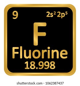 Periodic table element fluorine icon on white background. Vector illustration.