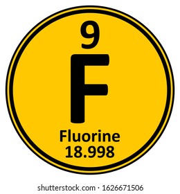 Periodic table element fluorine icon on white background. Vector illustration.