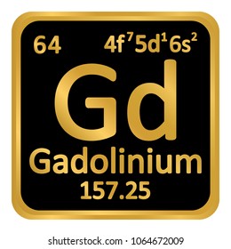 Periodic table element gadolinium icon on white background. Vector illustration.