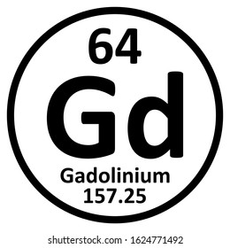 Periodic table element gadolinium icon on white background. Vector illustration.