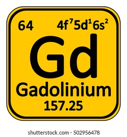 Periodic table element gadolinium icon on white background. Vector illustration.