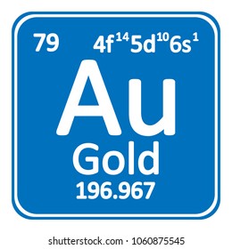 Periodic table element gold icon on white background. Vector illustration.