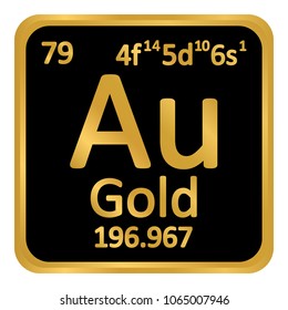 Periodic table element gold icon on white background. Vector illustration.