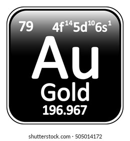 Periodic table element gold icon on white background. Vector illustration.